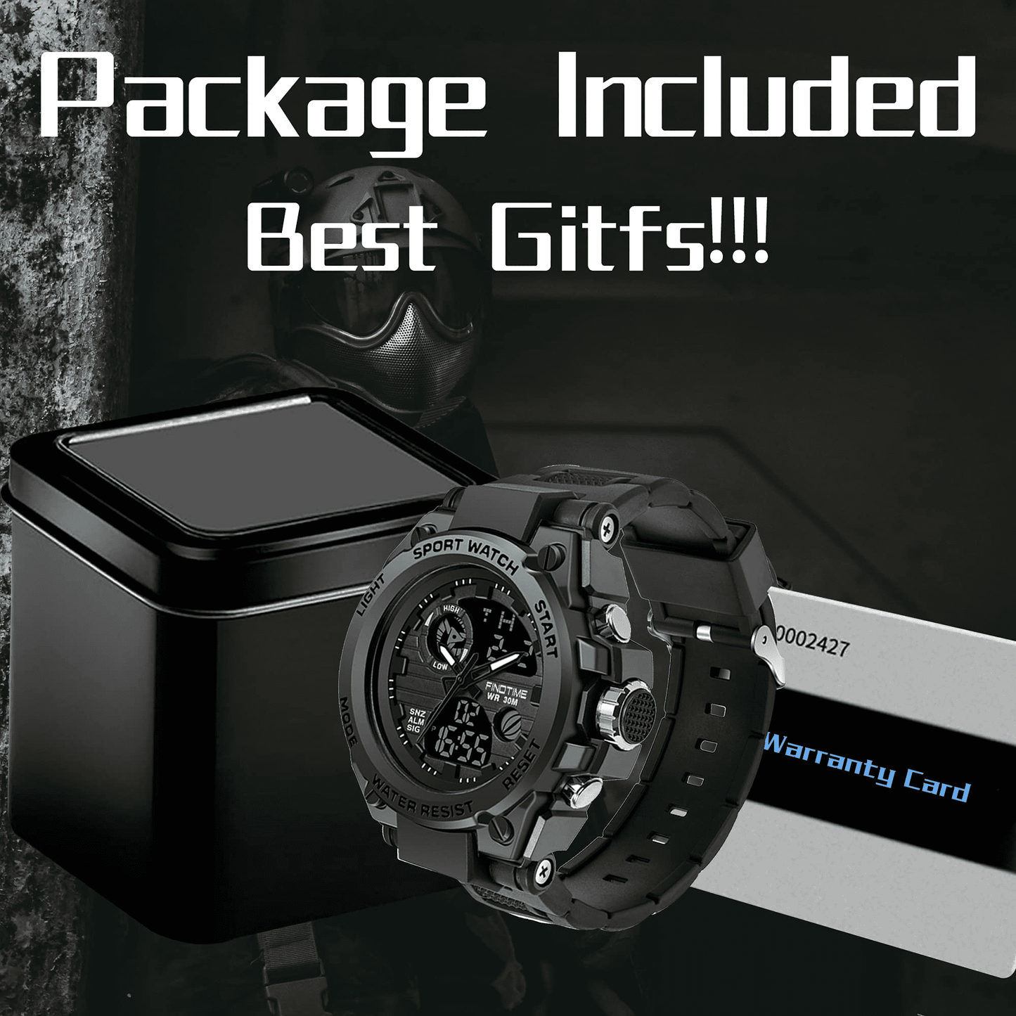 Findtime Men's Military Watch Outdoor Sports Electronic Watch Tactical Army Wristwatch LED Stopwatch Waterproof Digital Analog Watches