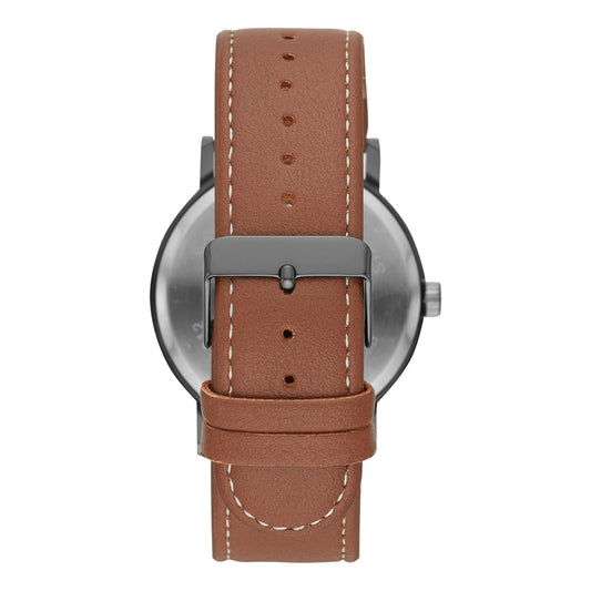 GEORGE Men's Watch: Bronze Case, Easy-to-Read Black Dial, Cognac Vegan Leather Strap (FMDOGE009)