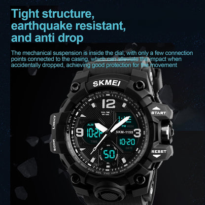 SKMEI Men's Military Watch, Waterproof Watches for Men with Stopwatch Alarm LED Back Light Sports Watch, Black